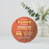 Basketbal Verjaardag Ronde uitnodiging (Staand voorkant)