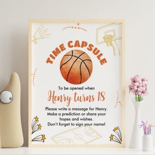 Basketbal Verjaardag Tijd Capsule bord Poster