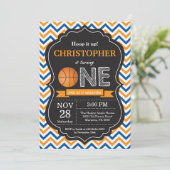 Basketbal Verjaardag Uitnodiging 1e Verjaardag Par (Staand voorkant)