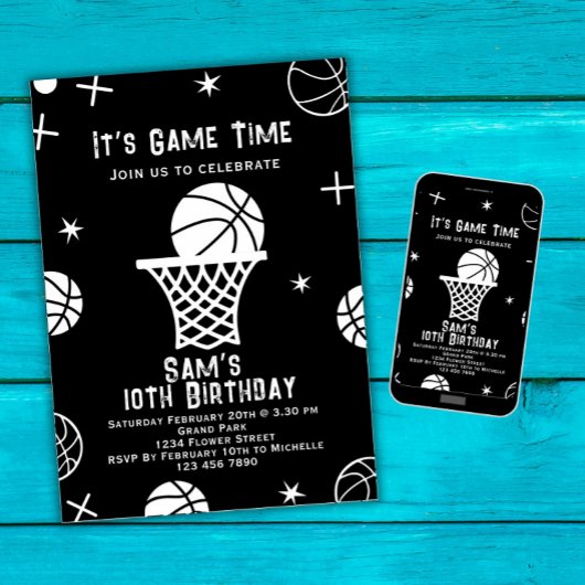 Basketbal Verjaardag Uitnodiging, Basket Ball Part Kaart