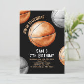 Basketbal Verjaardag Uitnodiging Basketbal Party (Staand voorkant)