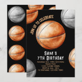Basketbal Verjaardag Uitnodiging Basketbal Party (Voorkant / Achterkant)