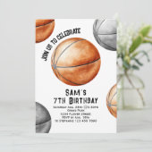 Basketbal Verjaardag Uitnodiging Basketbal Party (Staand voorkant)