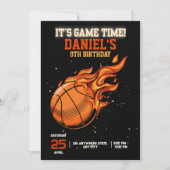 Basketbal Verjaardag Uitnodiging Bewerkbaar Basket (Voorkant)