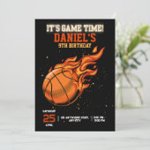 Basketbal Verjaardag Uitnodiging Bewerkbaar Basket (Staand voorkant)