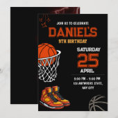 Basketbal Verjaardag Uitnodiging Bewerkbaar Basket (Voorkant / Achterkant)