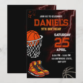 Basketbal Verjaardag Uitnodiging Bewerkbaar Basket (Voorkant / Achterkant)