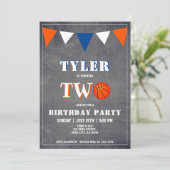 Basketbal Verjaardag Uitnodiging Jongen 2e Verjaar (Staand voorkant)