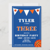 Basketbal Verjaardag Uitnodiging Jongen 3e Verjaar (Voorkant)