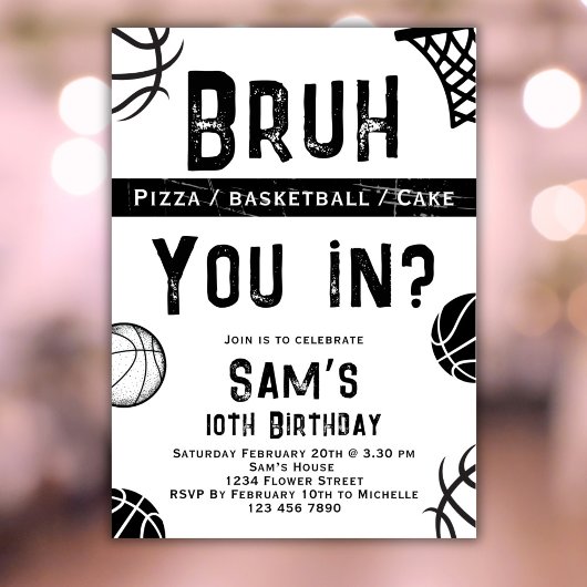 Basketbal Verjaardag Uitnodiging Jongens Bruh Uitn