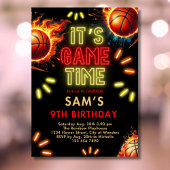 Basketbal Verjaardag Uitnodiging Jongens Neon Game