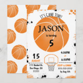 Basketbal Verjaardag uitnodiging, Kaart (Voorkant / Achterkant)