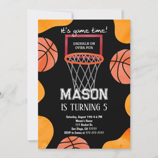 Basketbal Verjaardag uitnodiging, Kaart (Voorkant)