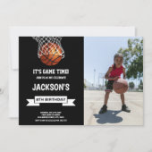Basketbal Verjaardag Uitnodigingen met Foto (Voorkant)