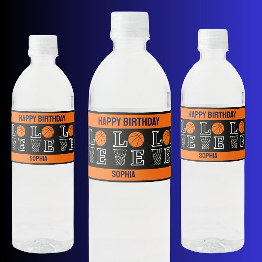 Basketbal verjaardagscadeau, basketbal meisje spel waterfles etiket