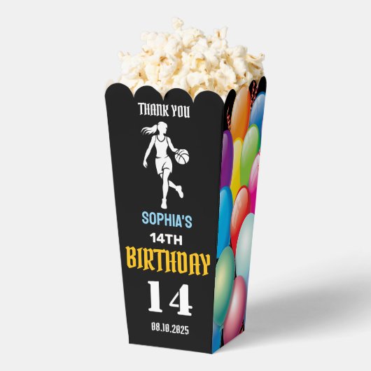 Basketbal verjaardagsfeest, basketbal meisje spele bedankdoosjes (Popped)