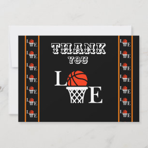 Basketbal verjaardagsfeest, basketbalspeler bedankkaart