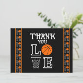 Basketbal verjaardagsfeest, basketbalspeler bedankkaart (Staand voorkant)