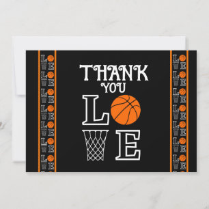 Basketbal verjaardagsfeest, basketbalspeler bedankkaart
