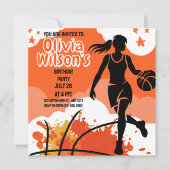 Basketbal verjaardagsfeest, basketbalspeler Inv Kaart (Voorkant)