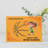 Basketbal verjaardagsfeest, basketbalspeler Inv Kaart (Staand voorkant)