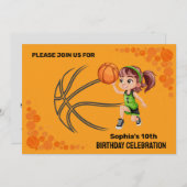 Basketbal verjaardagsfeest, basketbalspeler Inv Kaart (Voorkant / Achterkant)