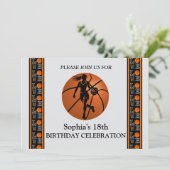 Basketbal verjaardagsfeest, basketbalspeler Invi Kaart (Staand voorkant)