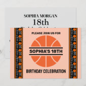 Basketbal verjaardagsfeest, basketbalspeler Invi Kaart (Voorkant / Achterkant)