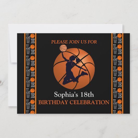 Basketbal verjaardagsfeest, basketbalspeler Invi Kaart (Voorkant)