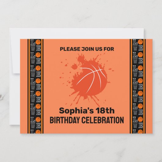 Basketbal verjaardagsfeest, basketbalspeler Invi Kaart (Voorkant)