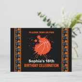 Basketbal verjaardagsfeest, basketbalspeler Invi Kaart (Staand voorkant)