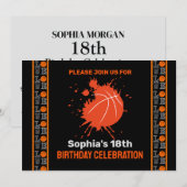 Basketbal verjaardagsfeest, basketbalspeler Invi Kaart (Voorkant / Achterkant)