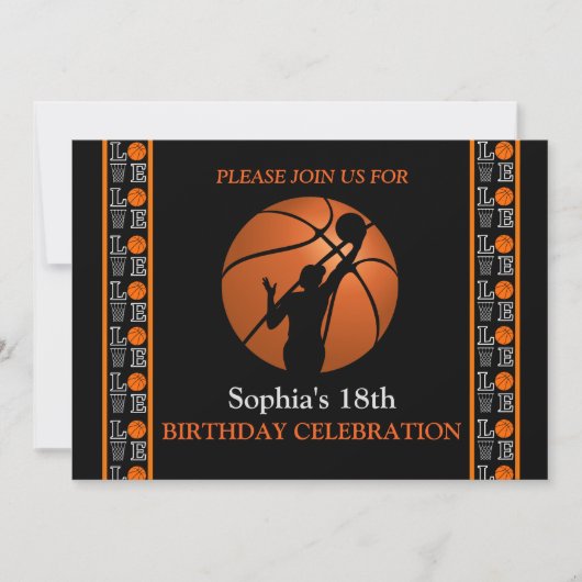 Basketbal verjaardagsfeest, basketbalspeler Invi Kaart (Voorkant)