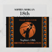 Basketbal verjaardagsfeest, basketbalspeler Invi Kaart (Voorkant / Achterkant)