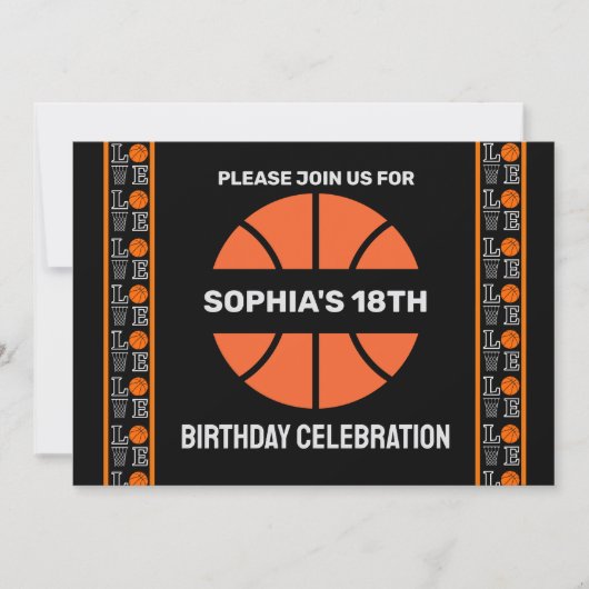 Basketbal verjaardagsfeest, basketbalspeler Invi Kaart (Voorkant)