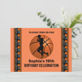 Basketbal verjaardagsfeest, basketbalspeler Invi Kaart (Staand voorkant)