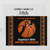 Basketbal verjaardagsfeest, basketbalspeler Invi Kaart (Voorkant / Achterkant)