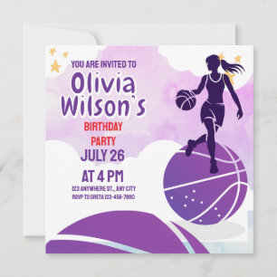 Basketbal verjaardagsfeest, basketbalspeler kaart