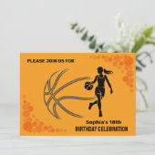 Basketbal verjaardagsfeest, basketbalspeler kaart (Staand voorkant)