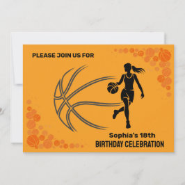 Basketbal verjaardagsfeest, basketbalspeler kaart