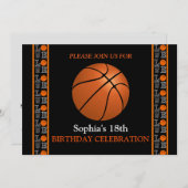 Basketbal verjaardagsfeest, basketbalspeler kaart (Voorkant / Achterkant)