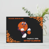 Basketbal verjaardagsfeest, basketbalspeler kaart (Staand voorkant)