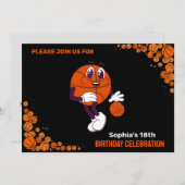 Basketbal verjaardagsfeest, basketbalspeler kaart (Voorkant / Achterkant)