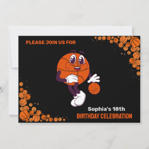 Basketbal verjaardagsfeest, basketbalspeler kaart