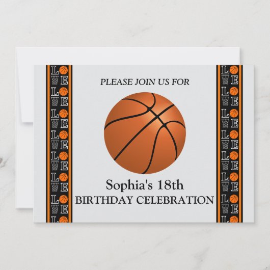 Basketbal verjaardagsfeest, basketbalspeler kaart (Voorkant)