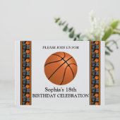 Basketbal verjaardagsfeest, basketbalspeler kaart (Staand voorkant)