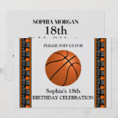 Basketbal verjaardagsfeest, basketbalspeler kaart (Voorkant / Achterkant)