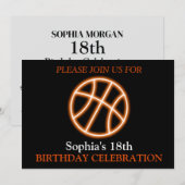 Basketbal verjaardagsfeest, basketbalspeler kaart (Voorkant / Achterkant)