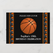 Basketbal verjaardagsfeest, basketbalspeler kaart (Voorkant / Achterkant)