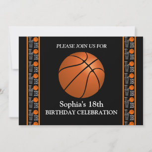 Basketbal verjaardagsfeest, basketbalspeler kaart